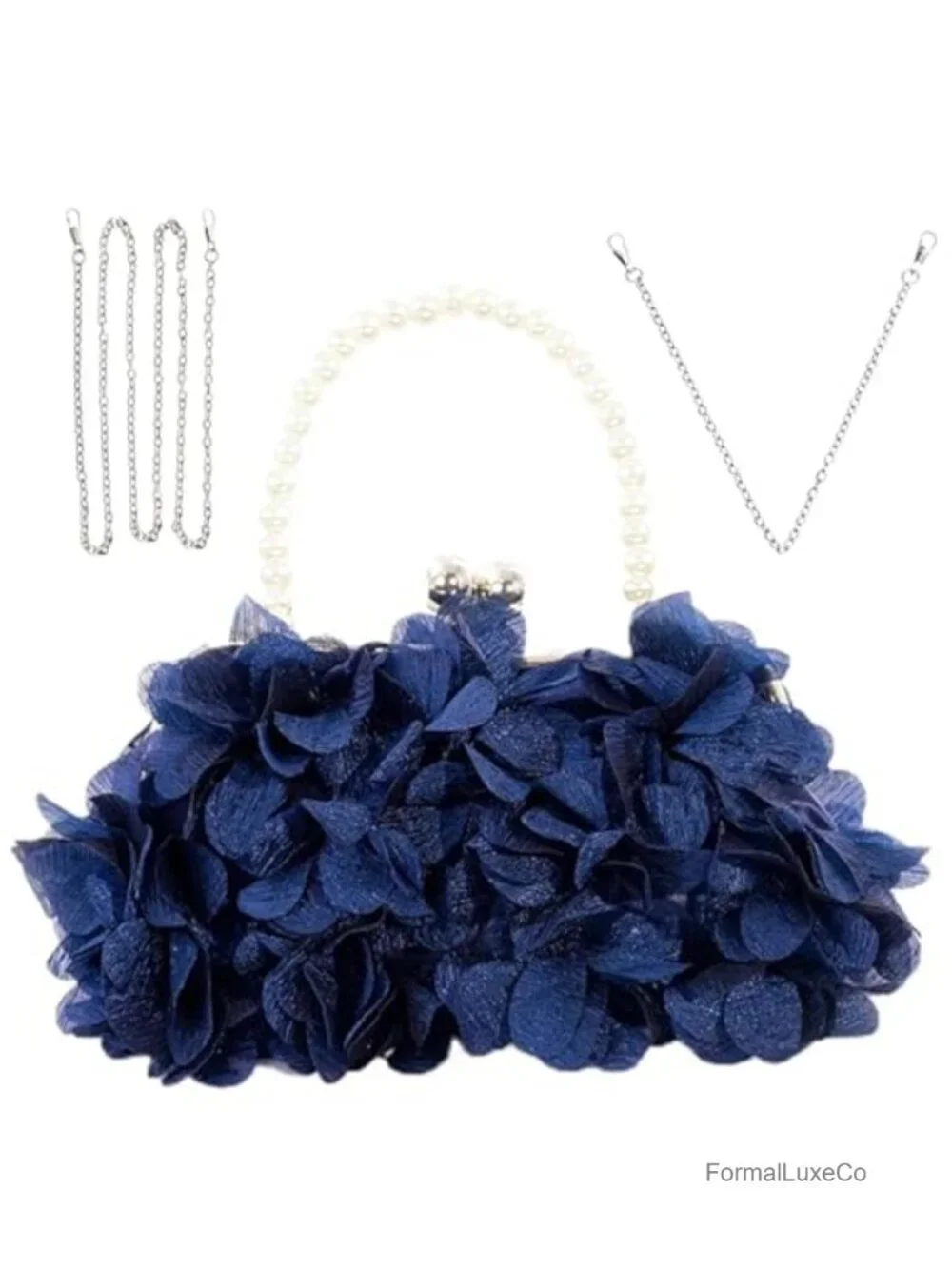 Elegant Evening Purse Floral Clutch with Detachable Chain Wedding Party Prom